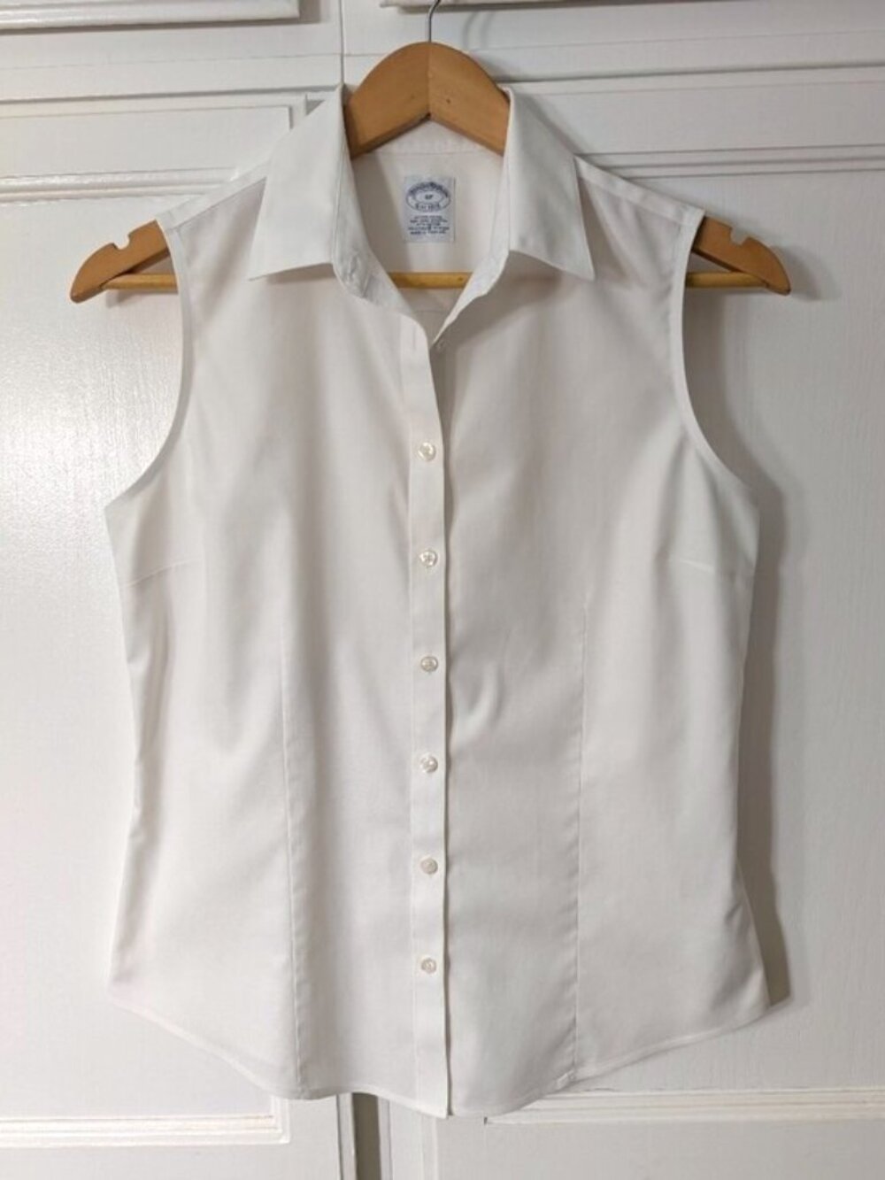 Brooks Brothers Cotton Sleeveless White Button-Down Shirt 6P